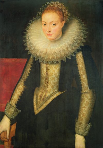 Portret van een dame van het hof van koningin Elizabeth I door Marcus Gheeraerts